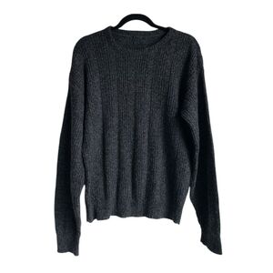 90"s Black Gray Marled Virgin Wool /Nylon Crewneck Sweater - Men's